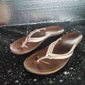 Olukai Kāpehe Luana Bubbly Sahara Leather Sandals Women's Size 11